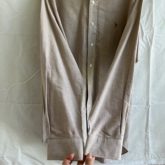 Ralph Lauren Blue label cream color button down long sleeve shirt, size 16/L - Picture 3 of 9